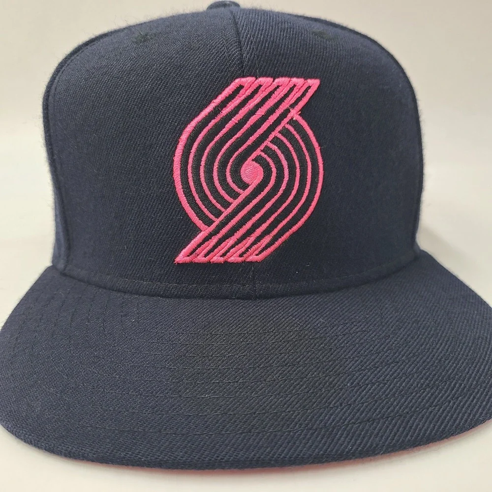 Portland Trail Blazers Hat Snapback Adidas Black Pink NBA Trefoil Wool Blend Men